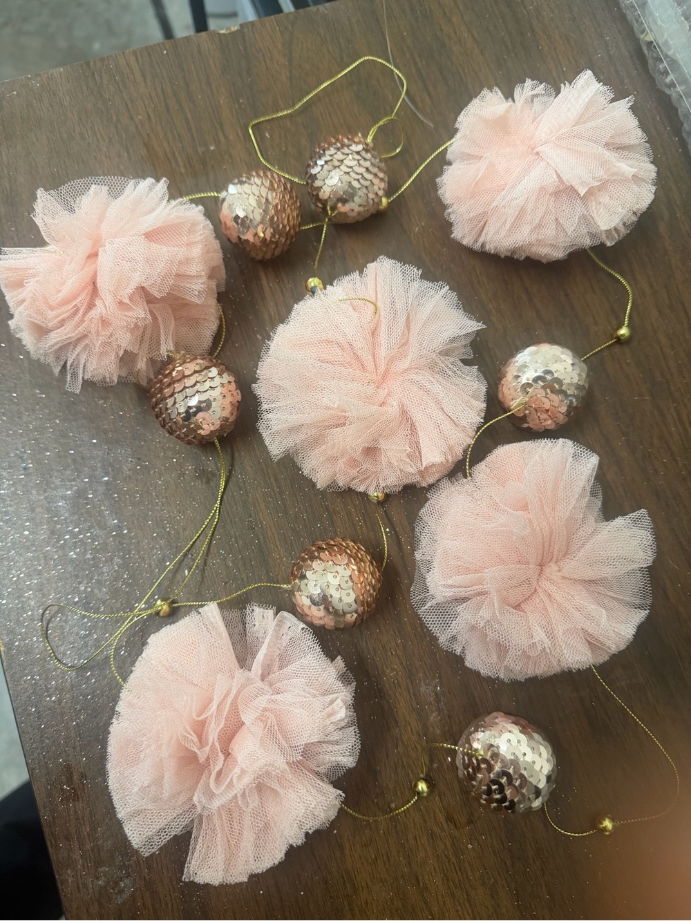 Pom Pom and Sequin Garland - Pink